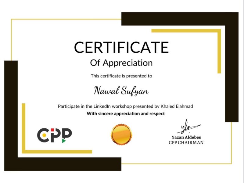LinkedIn workshop certificate